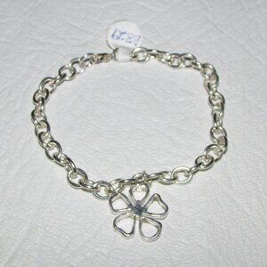 Silver Link Bracelet with Flower Charm - NEW